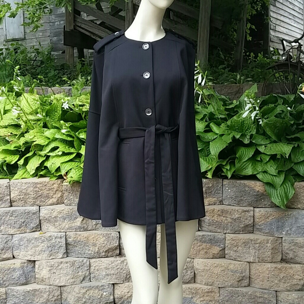 H&M BLACK CAPE COAT